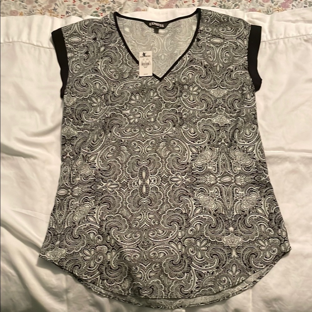Express Black and White Paisley Women's Top